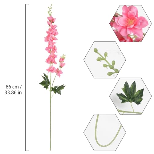 Pink Delphinium Artificial Flowers,8PCS Artificial Snapdragon Flowers 33.5'' Tall Fake Flowers Faux Delphinium Bulk for Tall Vase Home Wedding Garden Table Decor(Pink) - color: Pink