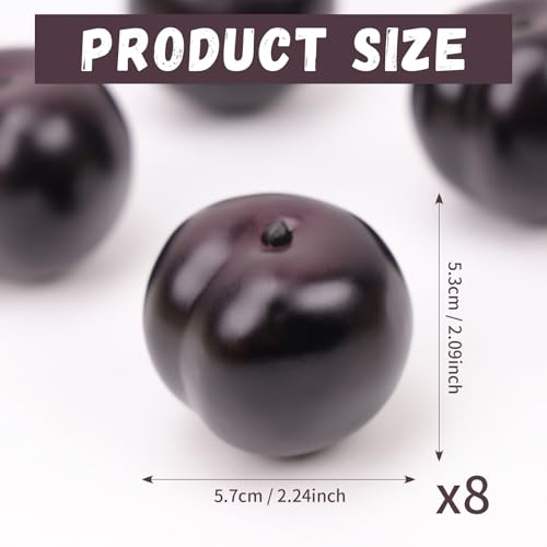 Gresorth 8pcs Artificial Realistic Brin Plum Fake Fruit Home Party Decoration Photography Props Model Simulation Lifelike Black Ornament - color: Brin Plum