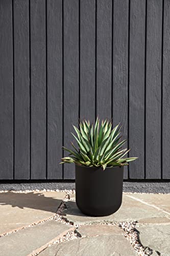 Veradek Mason Series Lima Planter - Round Planter for Indoor or Outdoor Porch/Garden | Made from Plastic-Stone Composite with Drainage Holes | Modern Décor for Succulents, Flowers, Small Plants - color: Black, size: 10 inches