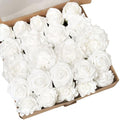 23pcs White Artificial Flowers Combo Box - Lifelike Premium Foam Peonies, Roses & Gardenias with Stems - DIY Wedding Bouquets, Centerpieces, Bridal Shower Decor & Bulk Fake Flowers - color: White