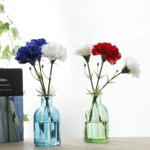 11 Inch Bouquets 10 Stem Carnations,Outdoor UV Resistant No Fade Artificial Flower,Mini Carnation Silk Petals Fake Flowers Forever Plants for Photo Props Home Party and Wedding Decor (Red White Blue) - color: Red White Blue