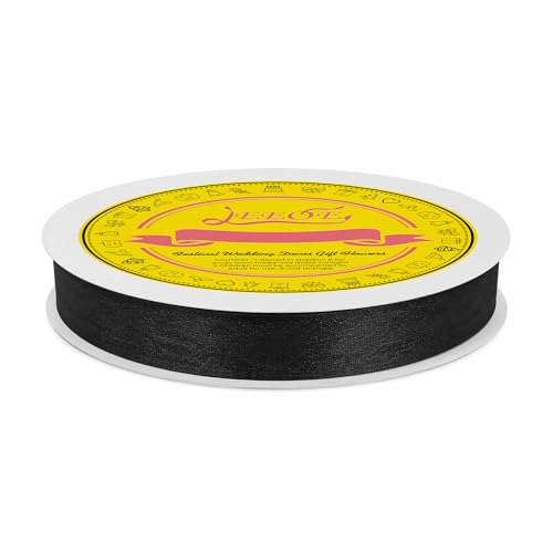 Black Organza Ribbon 5/8 inch x 100 Yards Sheer Chiffon Ribbon for Gift Wrapping Wedding Invitations Party Decoration Bridal Bouquets Crafts - color: Black, size: 5/8" X 100 Yards