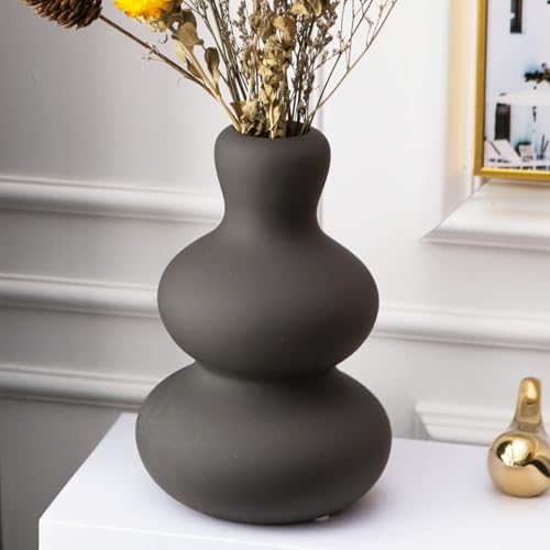 Ceramic Vase for Decor, Black Modern Vases for Home Decor Living Room, Home, Office, Centerpiece,Table and Wedding - color: D-dark Grey Vase