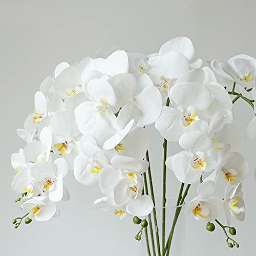 LARDUX Fake Flower Heads -Pack of 20 Artificial Orchid Heads Faux Butterfly Flower Head Bulk for DIY Wedding Crafts Party Centerpieces Home Decor -White - color: White