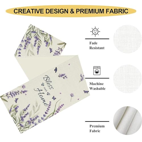 Purple Floral Table Runner, Spring Summer Watercolor Lavender Flower Wildflower Country Farmhouse Coffee Table Center Decor for Home Kitchen Dining Patio Holiday Party Table Decorations 13x36 inches - color: Tr-flower02, size: 13x36" Table Runner