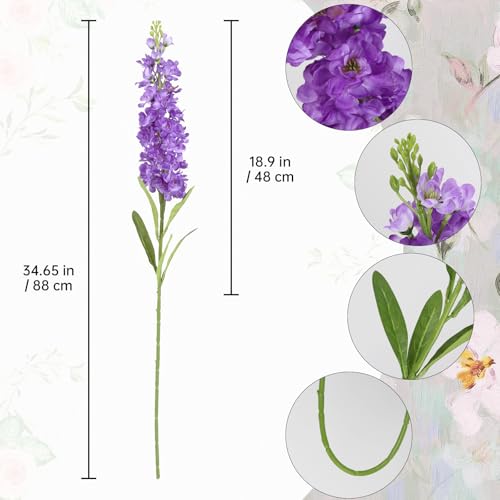 Dark Purple Delphinium Artificial Flowers 5PCS Silk Flowers with Stems Snapdragon Long Stem for Tall Vase Home Wedding Centerpieces Decor (Dark Purple) - color: Dark Purple