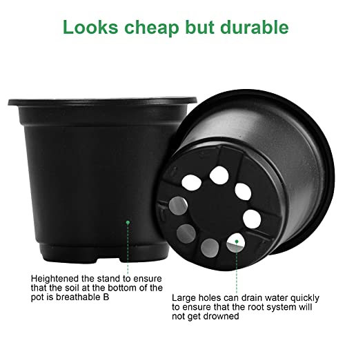 MIXC Plant Nursery Pots with Humidity Dome 4" Soft Transparent Plastic Gardening Pot Planting Containers Cups Planter Small Starter Seed Starting Trays for Seedling with 10pcs Plant Labels，30 Sets… - color: Black, size: 4 Inch-with Lid
