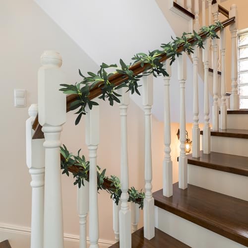 Giegxin 2 Pcs Total 10 ft Artificial Olive Leaf Vine Artificial Garland Hanging Green Vine with Fake Fruits Greenery Olive Leaves Decor for Wedding Backdrop Home Office Garden Wall Door - size: 10 ft