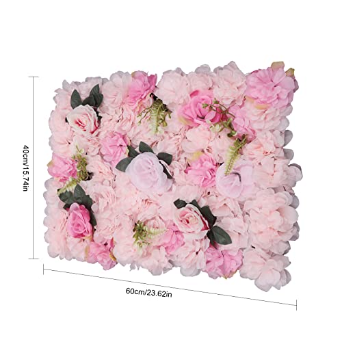 Flower Wall Panel Set, 12 Pcs Light Pink Artificial Dahlia Rose Flower Mat Backdrop, Silk Floral Panels for Decoration 24x16 Inch - color: Light Pink
