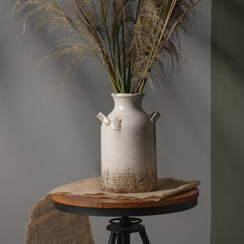 Quoowiit Ceramic Rustic Farmhouse Vase, 14 Inch Distressed Decorative Flower Vase for Home Decor, Large White Vase for Living Room Bedroom Kitchen Office Decor Centerpiece Table Decorations - color: 14 Inch