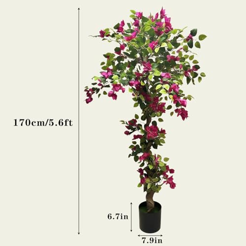 Artificial Bougainvillea Tree 5.6ft, 2 Pack Fake Bougainvillea Plant Potted Faux Tropical Tree for Home Indoor Outdoor Decor, Office, Patio, or Living Room Decoration - size: Bougainvillea 2pack