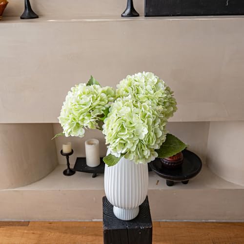 22" Large Real Soft Touch Artificial Hydrangea Flowers Bouquet Latex Hydrangeas for Wedding, Home, Office, Bridal Party Decoration Garden Office Room Table Centerpieces 3pcs Light Green - color: 3pcs Light Green