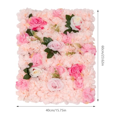 Flower Wall Panel Floral Backdrop, 6 Pcs Flower Wall Decor, 24" X 16" Silk Rose Wall, Artificial Flower Wall Backdrop Faux Flower Panel for Wedding, Party, Home (Light Pink Dahlia Rose) - color: Light Pink Dahlia Rose