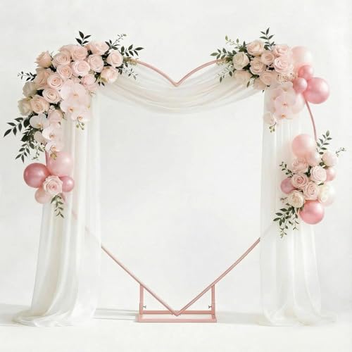 Arttown 6.6 FT Heart Arch Stand Pink Heart Shaped Wedding Arch Frame Wedding Arch Photo Backdrop Stand Suitable for Proposal, Wedding, Valentine’s Day, Bridal, Birthday Party Decorations - color: Pink