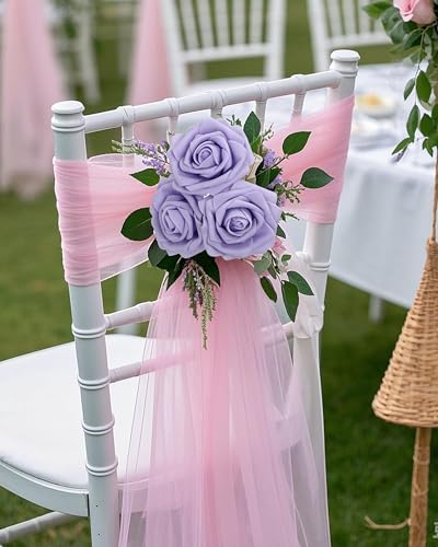 DuHouse 50Pcs Artificial Roses Flowers Fake Roses with Stems Real Touch Foam Flowers for DIY Wedding Bouquet Party Centerpiece Floral Arrangement Party Home Decor(Lilac) - color: Lilac, size: 50pcs