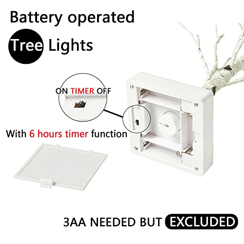 Fudios Lighted Birch Tree with Timer Battery Operated 18in Home Decor Tabletop, Pre lit Artificial Birch Trees with 24 LED for Wedding Christmas Party - color: Birch Tree