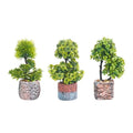 10 Inch Small Fake Potted Plant Artificial Bonsai Tree Faux Mini Plants Small Tabletop Greenery Table Decor Office Desk Tabletop Bathroom Shelf Bedroom Living Room Decoration, 3 POTS