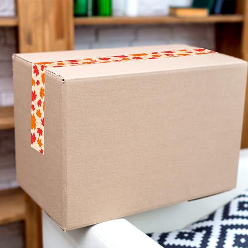 Whaline Fall Maple Leaves Decorative Packing Tape 100 Yard Gift Boxes Wrapping Tape for Autumn Thanksgiving DIY Art Craft Small Business Sealing Boxes Mail Boxes Supplies - style: Maple Leaves