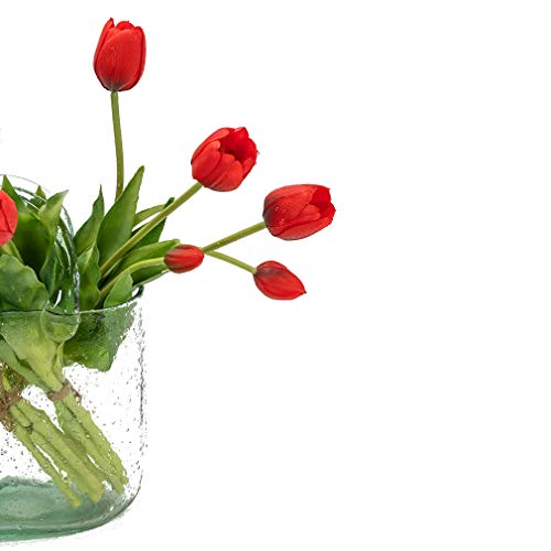 15pcs Artificial Tulips Flowers,Soft Touch Latex Bouquet, Fake Tulips Flowers,Spring Wedding Home Room Table Centerpiece Decor Red Set - color: 15pcs Red(no Vase)