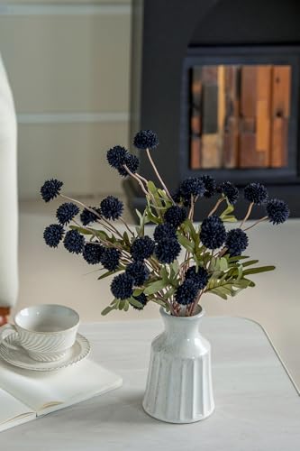 Laelfe Black Kiku Artificial Flower - 5 Pcs Fake Pompon Mums Silk Small Chrysanthemum Faux Ball Flower Stem Decor for Home Wedding Filler DIY Bouquet Centerpieces Arrangements Shower(Black) - color: Black