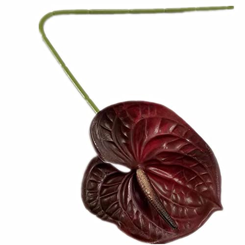 8pcs Artificial Anthurium Flower Branch 60cm 3D Printing Effect Faux Real Touch Single Stem per Piece Anthurium for Home Table Floral Decoration (Dark red) - color: Dark Red