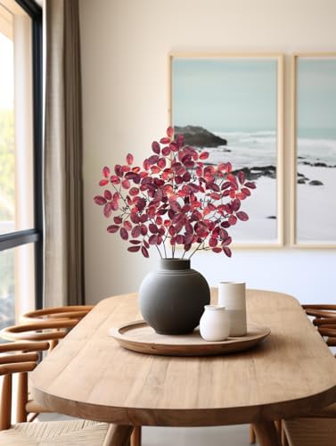 3PCS Artificial Greenery Stems Fall Leaves Branches for Vase Fake Lagerstroemia Faux Branches 28.7 Inch Plants Leaf Bushes for DIY Floral Arrangement Bouquets Festival Party Wedding Home Decor Red - color: Lagerstroemia - Red