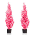 Two 5-Foot Outdoor Artificial Cedar Pink Trees Outdoor Room Christmas Trees - color: 5ft Pink