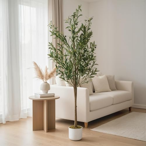 5.2FT Artificial Olive Tree with Lifelike Leaves & 34 Fruits, Potted Fake Plants for Office Home Bedroom, Artificial Plants Indoor Evergreen Faux Olive Tree for Modern Farmhouse Kitchen - size: 7in