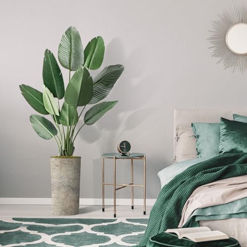 Artificial Tree in Off-White Texture Planter, Fake Bird of Paradise Silk Tree for Indoor and Outdoor Home Decoration - 67" Overall Tall (Plant Pot Plus Tree) - style: Bird of Paradise