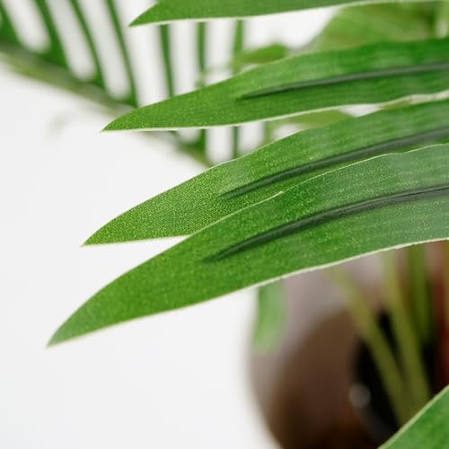 Artificial Tree in Colorful Flower Pattern Planter, Fake Areca Tropical Palm Silk Tree for Indoor and Outdoor Home Decoration - 66" Overall Tall (Plant Pot Plus Tree) - style: Areca Palm Tree