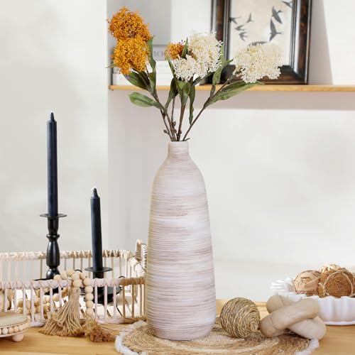 ALMA 18 inch Extra Tall Floor Vase for Home Decor, Large Boho Vase for Tall Pampas Grass, Cream Ceramic Flower Vase for Centerpieces, Living Room Floor, Entryway Floor, Mantel, Bookshelf - color: Skinny-white-18"