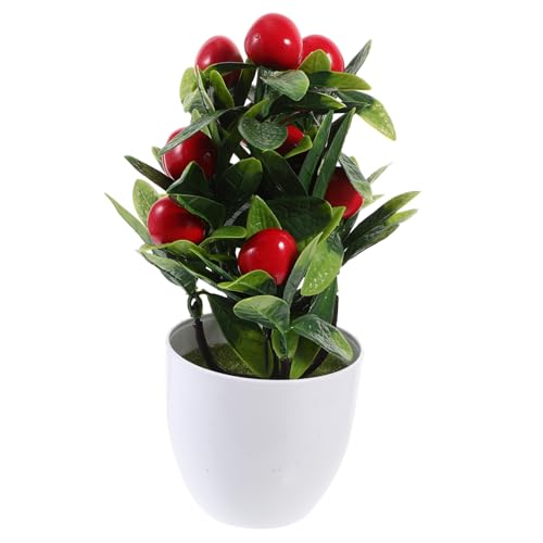 Lifelike Artificial Fruit Tree for Tabletop Decoration Realistic Potted Plant Cherry Fruits for Adornment and Vibrant Faux Bonsai