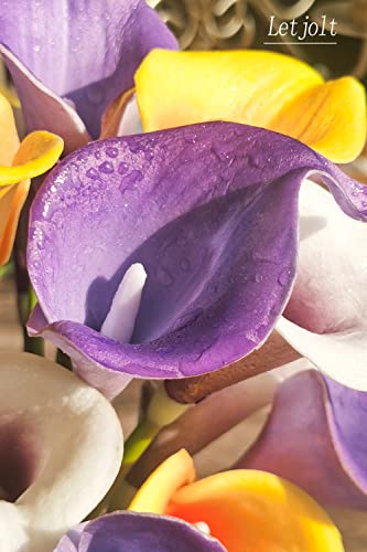 Letjolt Calla Lily Artificial Flowers 12Pcs Purple Realistic Bouquet | Faux Calla Lilies Bouquet, Wedding Bride Shower, Home Decoration, Table Flower Decor - color: Purple
