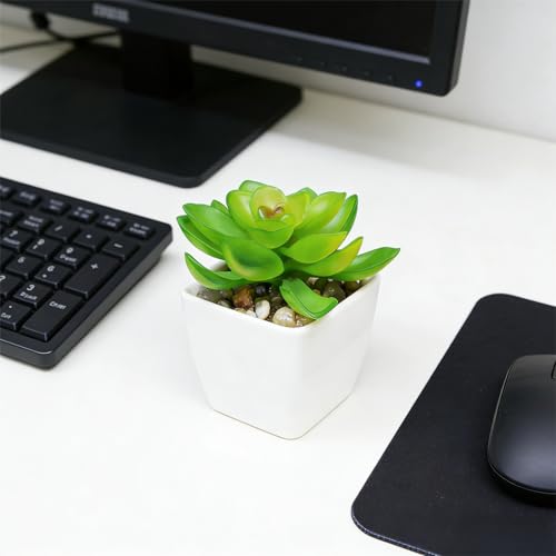 Artificial Succulent Plants in Pot - 1Pcs Stone Lotus Realistic Fake Potted Succulents for Home Decor, Desk, Office, Bathroom, Windowsill - Indoor Houseplant for Bedroom, Kitchen, Shelf - color: Stone Lotus