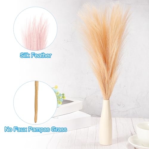 PATIKIL 17 Inch Faux Pampas Grass, 4 Pcs Boho Decor for Home Decoration Artificial Tall Fluffy Stems for Wedding Flower Party Vase Arrangement Centerpieces, Light Pink - color: Light Pink