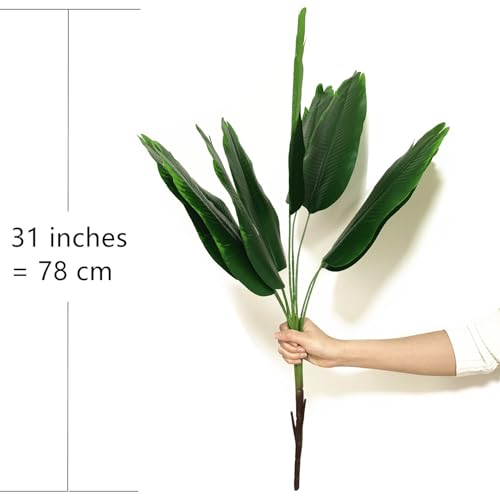 Artificial Tropical Leaves Plants, Fake Banana Tree Palm Plant Monstera Leaf Faux Green Large Bushes Plastic Greenery Shrubs for Home Garden Decor Indoor Outdoor Verandah Wedding Party Decoration - color: Banana Tree - 1 Pack
