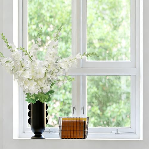 Delphinium Artificial Flowers 8PCS Single Stem Artificial Flowers for Home Table Festivals Indoor Outdoor Decor (White) - color: White