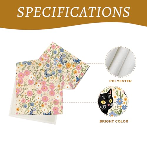 Black Cat Spring Table Runners Floral Spring Table Runner for Home Pink Daisy Party Decorations for Home Office Kitchen Living Room Farmhouse Apartment13 x 72 Inch - color: Black Cat 02