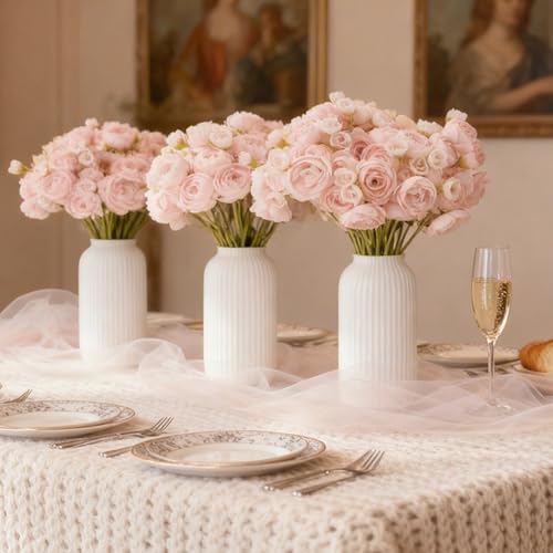 24 Stems Artificial Ranunculus Flowers - 96 Bloom Faux Silk Ranunculus Bouquet for Wedding Decorations, Home Décor, Holiday Arrangements & Large Event Centerpieces (lightpink) - color: Lightpink