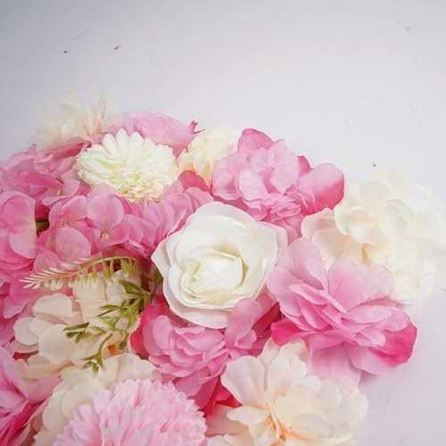 12Pcs Artificial Flower Wall Panel 3D Floral Backdrop Wall 15" X 15" Flower Wall Decor Panel Flower Wall Backdrop Faux Flower Panel for Party Home Background Decor, Pink - color: Pink