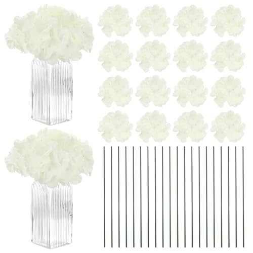 M METERXITY 66-Pack Silk Hydrangea Flowers, Artificial Flowers Heads with 66pcs Stems, Full Hydrangea Flowers for Home Decor/Wedding/Christmas/DIY/Party/Garden [Beige] - color: Beige