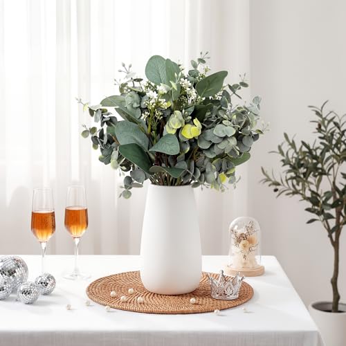 10 Pcs Mixed Eucalyptus Leaves Stems Bulk Artificial Eucalyptus Leaves Sprays Faux Oval Eucalyptus Leaves for Vase Bouquets Floral Arrangement Wreath Farmhouse Rustic Greenery Decor