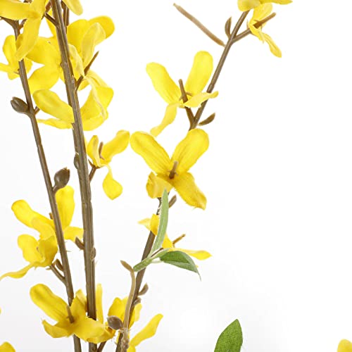 4Pcs Artificial Forsythia Flowers, 39in Faux Forsythia Branches Silk Yellow Flower Stems, Fake Orchids Bouquets for Floral Arrangement Wedding Home Office Decoration