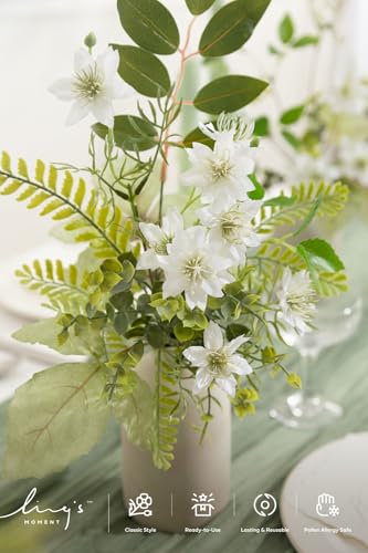 Ling's moment Artificial Greenery Stems Box Set, Faux Greenery Picks for DIY Bridal Bouquets Wedding Floral Arrangement Table Centerpieces, Sage & Light Green - color: Season Combo- Late Spring