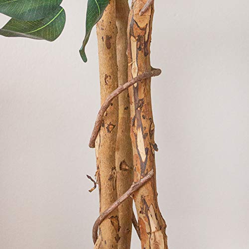 Nearly Natural 7ft Triple Trunk Artificial Ficus Tree with Natural Wood Trunks, Fake Tree For Indoor Home Decor, Faux Ficus Tree with Black Nursery Pot - size: 7ft, style: Tree in Pot