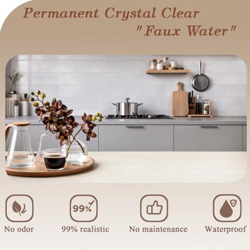 Artificial Orichid Artificial Flowers in Clear Glass Water‑Filled Vase – Silk Fake Plants Table Centerpiece for Home, Shelf, Office & Dining Decor, Maintenance‑Free(Coffee) - color: Coffee