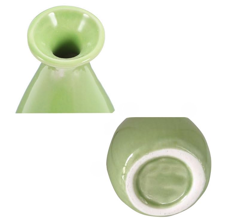 Small Ceramic Bud Vase Flower Single Stem Vase Mini Decorative Floral Holder Home Decorative Floral Centerpiece for Home Decor Centerpiece Wedding Party Table Vase (Green) - color: Green