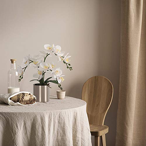 LESING Potted Artificial Orchid Flowers,Real Touch White Fake Artificial Orchid Flower in Silver Vase Arrangement for Table Living Room Decoration (White,Silver Vase) - color: White,silver Vase