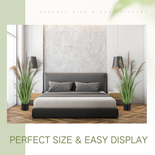 Jexine 2 Pcs Pampas Grass Potted Plants 4 ft Tall Artificial Grass Potted Artificial Greenery Floor Plants Tall in Pot for Housewarming Gift House Garden Bathroom Lobby Outdoor Decoration (Greeny) - color: Greeny, size: 4 ft
