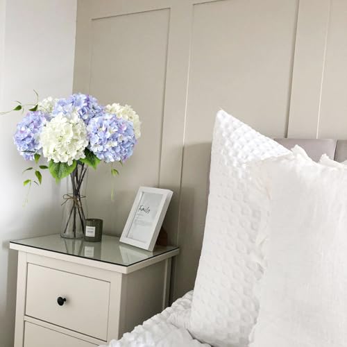 JINWOE Silk Hydrangea Artificial Flowers, 5Pcs 20Inch Large Lifelike Silk Artificial Hydrangeas, Full Fake Flowers for Bouquet Table Centerpieces Wedding Indoor Home (Taro Purple) - color: Taro Purple